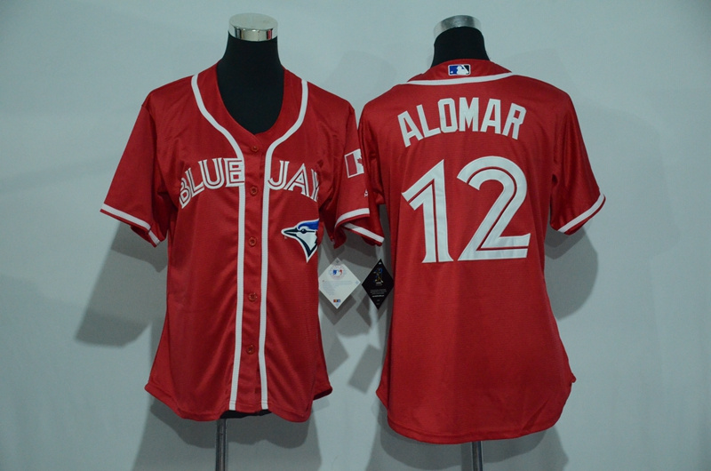 Womens 2017 MLB Toronto Blue Jays #12 Alomar Red Jerseys